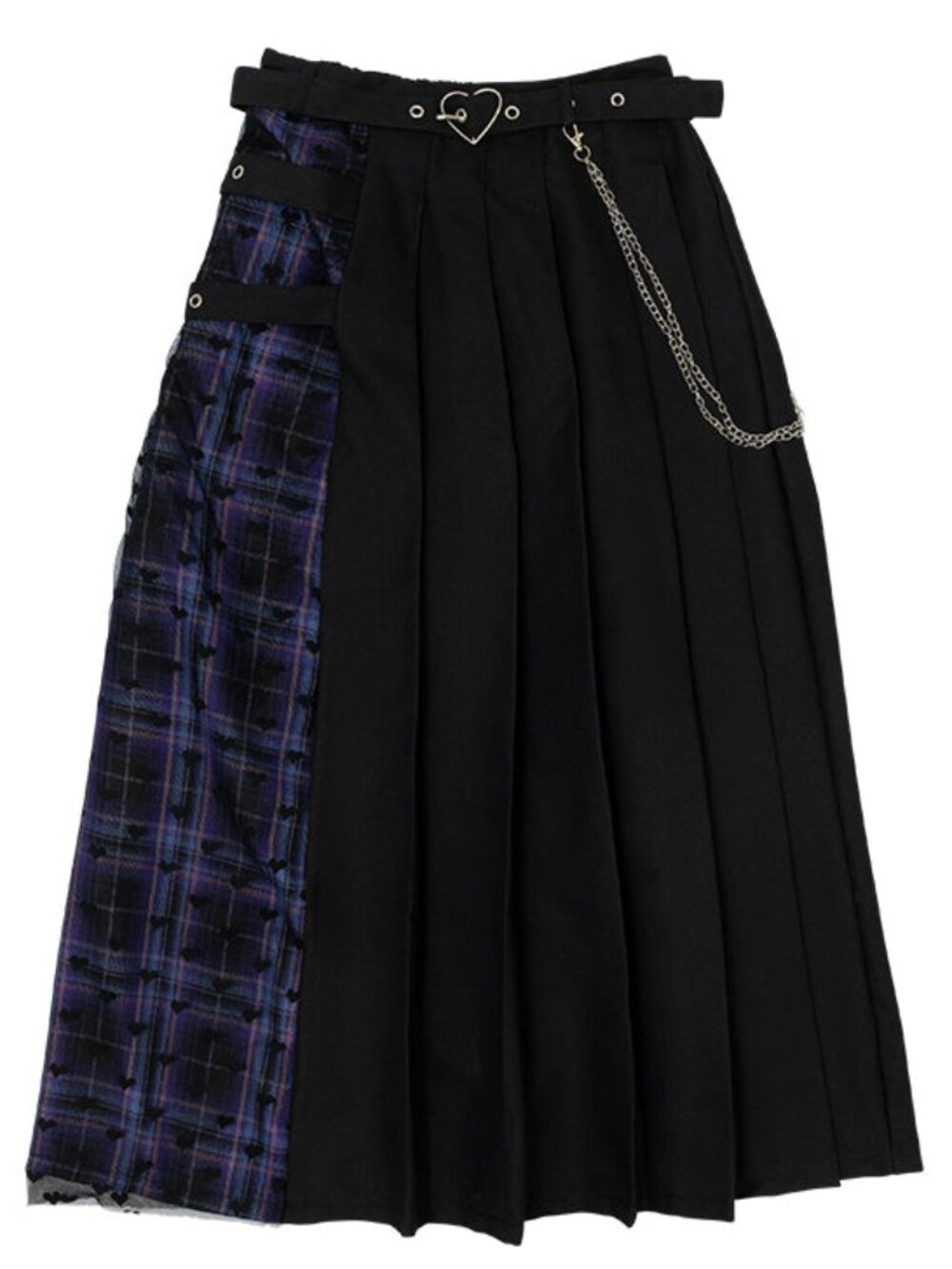 NEW ACDC RAG Love Punk Purple Pleated Long Skirt